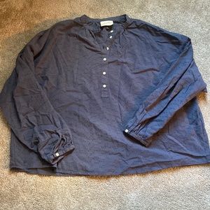 Women’s Navy Blue Button Down Top